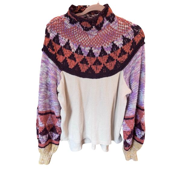 Free People Swit the Small Stuff Thermal Sweater Womens Size Large - Picture 2 of 11